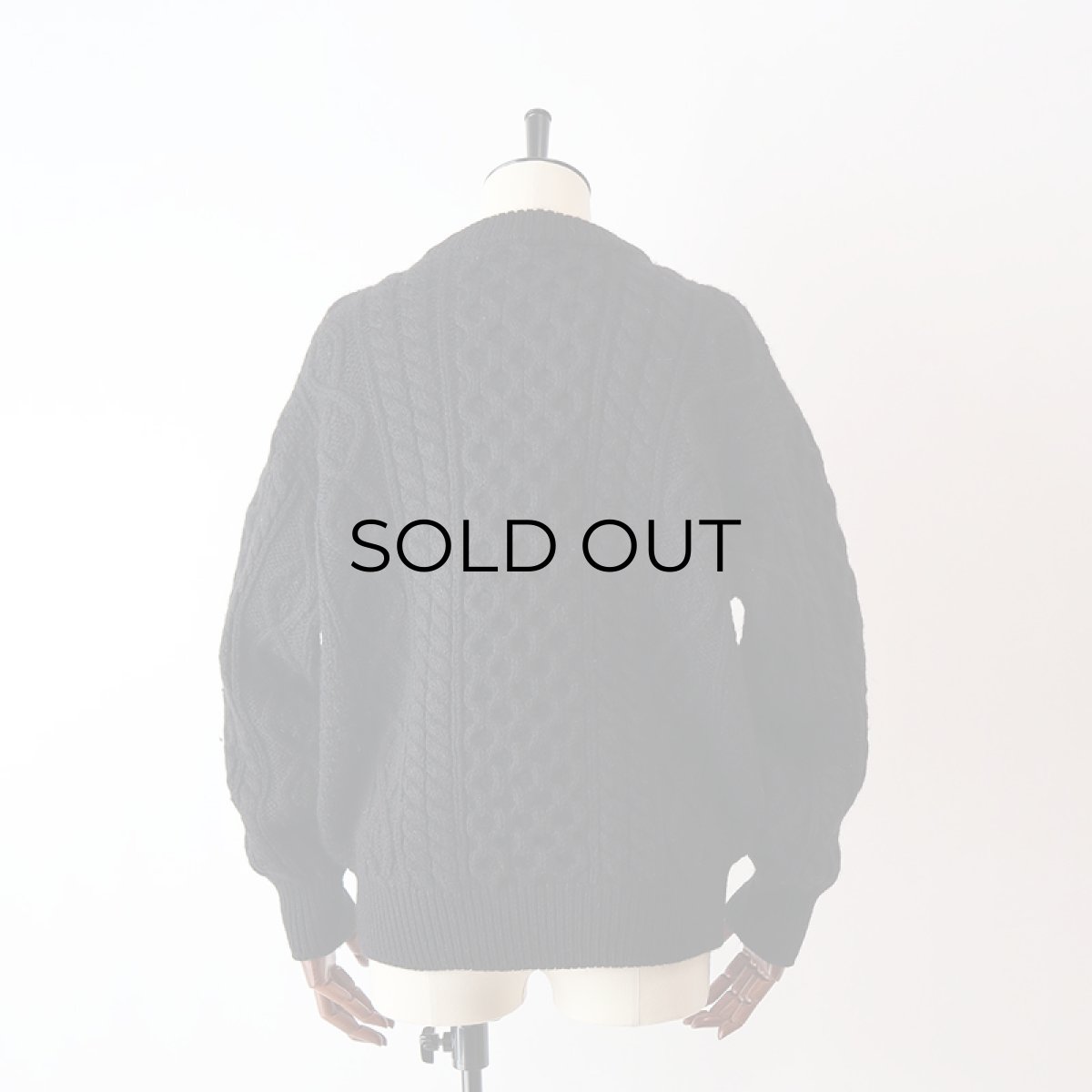 画像8: OLD The Edinburgh Woollen Mill WOOL HAND KNIT FISHERMAN'S SWEATER "Made in Scotland" "BLACK OVER DYE" (8)