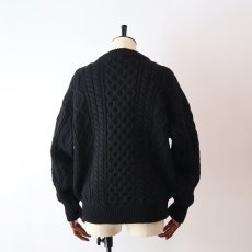 画像8: OLD The Edinburgh Woollen Mill WOOL HAND KNIT FISHERMAN'S SWEATER "Made in Scotland" "BLACK OVER DYE" (8)