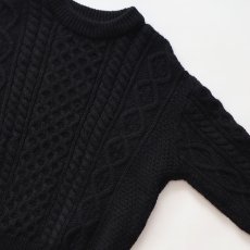 画像3: OLD The Edinburgh Woollen Mill WOOL HAND KNIT FISHERMAN'S SWEATER "Made in Scotland" "BLACK OVER DYE" (3)