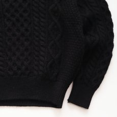 画像4: OLD The Edinburgh Woollen Mill WOOL HAND KNIT FISHERMAN'S SWEATER "Made in Scotland" "BLACK OVER DYE" (4)