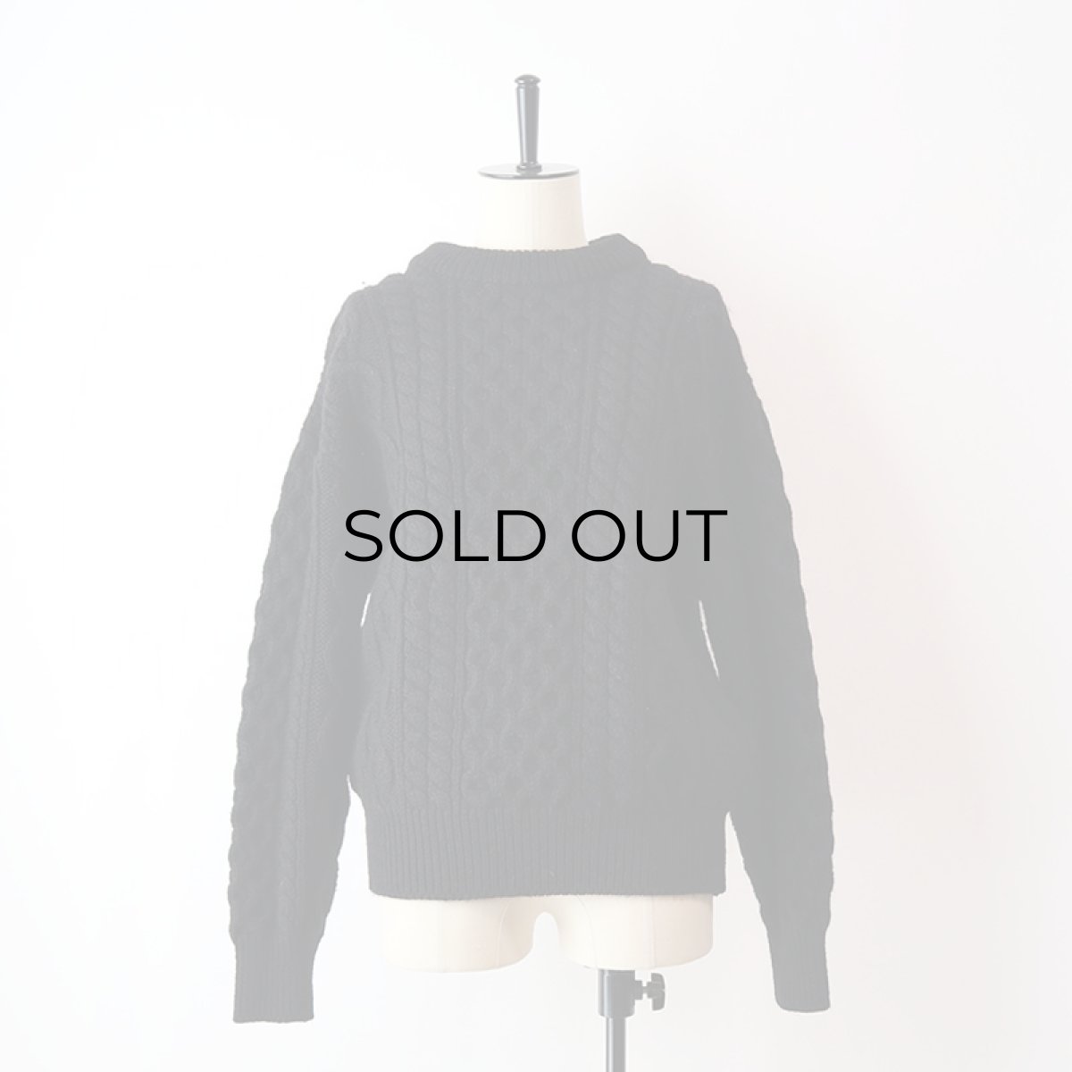 画像6: OLD The Edinburgh Woollen Mill WOOL HAND KNIT FISHERMAN'S SWEATER "Made in Scotland" "BLACK OVER DYE" (6)