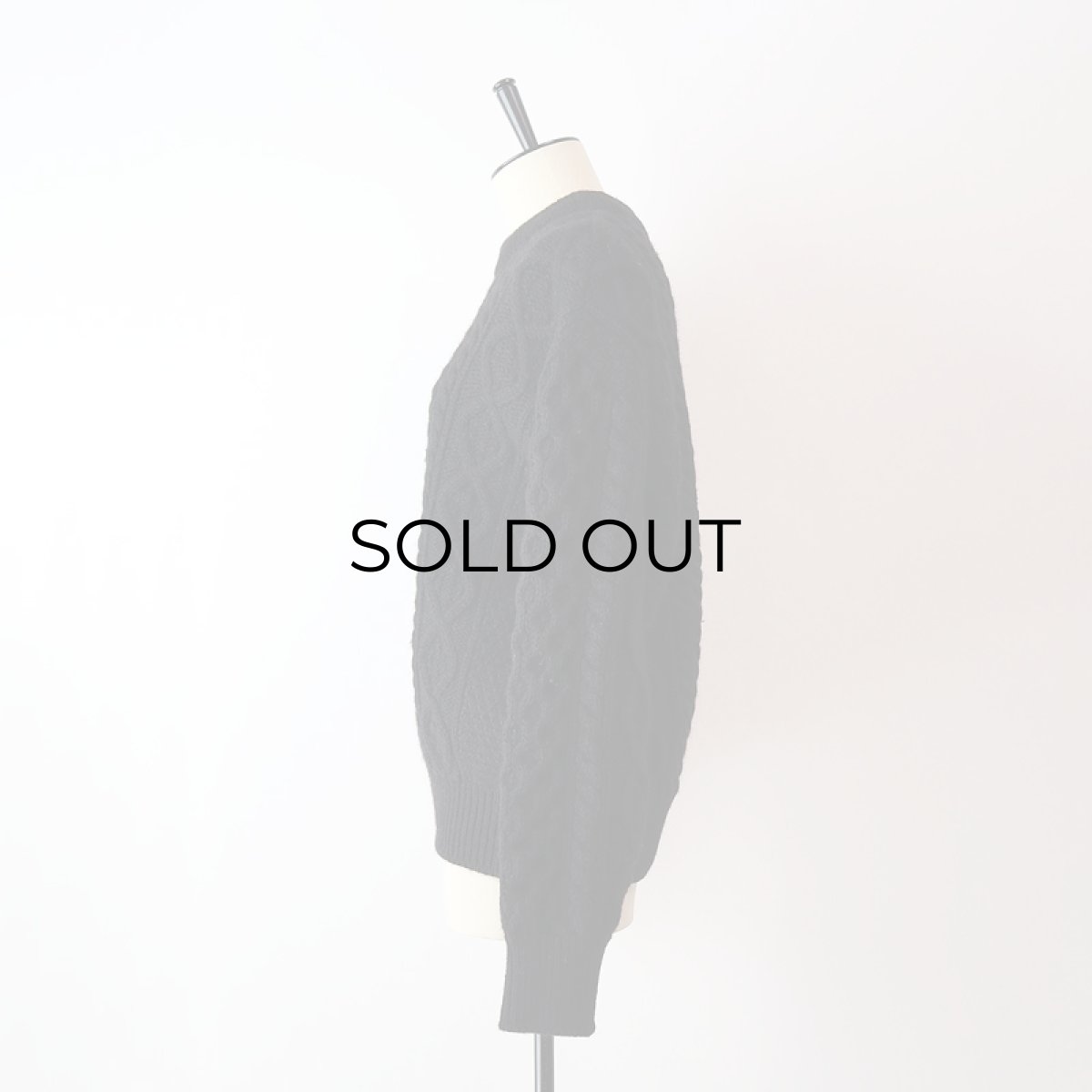 画像7: OLD The Edinburgh Woollen Mill WOOL HAND KNIT FISHERMAN'S SWEATER "Made in Scotland" "BLACK OVER DYE" (7)