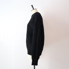 画像7: OLD The Edinburgh Woollen Mill WOOL HAND KNIT FISHERMAN'S SWEATER "Made in Scotland" "BLACK OVER DYE" (7)