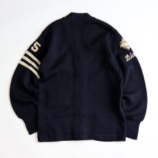 画像3: 〜60's LASLEY KNITTING CO. NAVY WOOL KNIT LETTERED AWARD CARDIGAN (3)