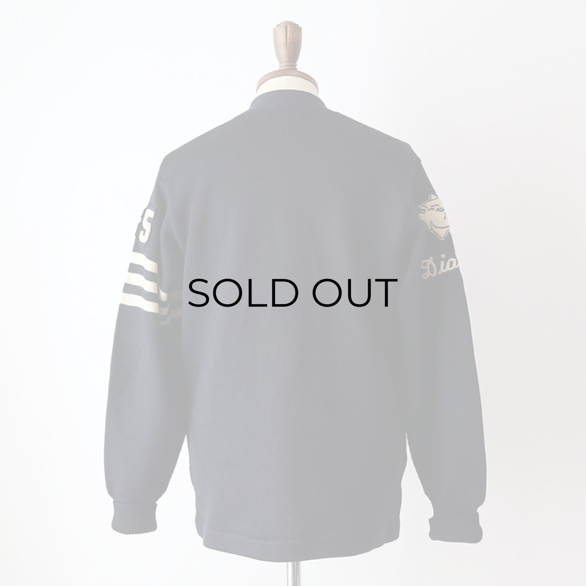 画像13: 〜60's LASLEY KNITTING CO. NAVY WOOL KNIT LETTERED AWARD CARDIGAN (13)