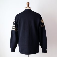 画像13: 〜60's LASLEY KNITTING CO. NAVY WOOL KNIT LETTERED AWARD CARDIGAN (13)