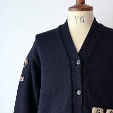 画像9: 〜60's LASLEY KNITTING CO. NAVY WOOL KNIT LETTERED AWARD CARDIGAN (9)