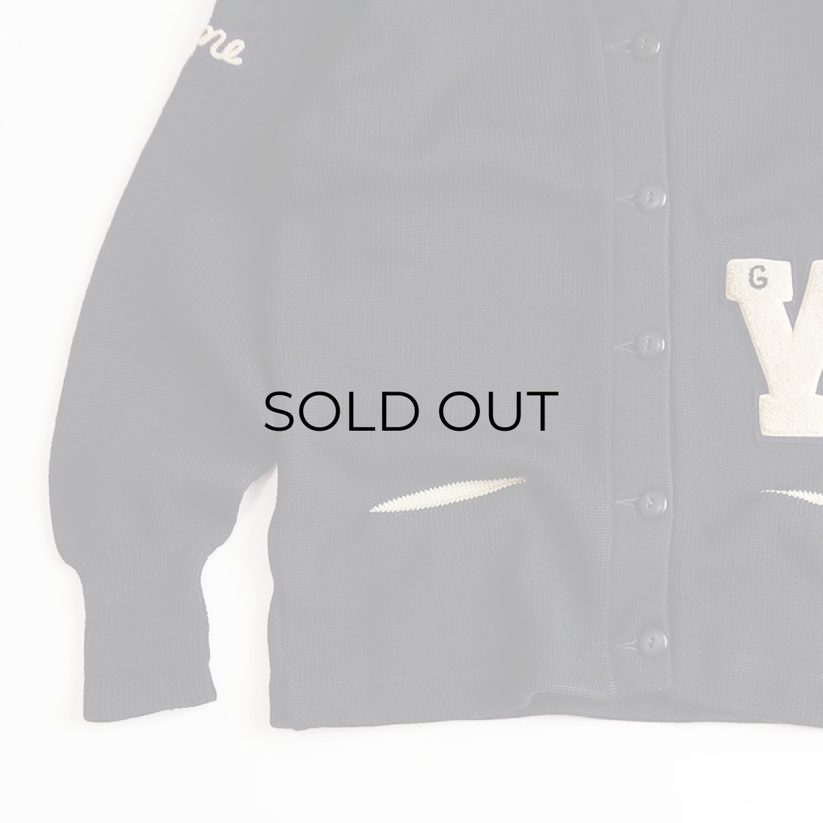 画像5: 〜60's LASLEY KNITTING CO. NAVY WOOL KNIT LETTERED AWARD CARDIGAN (5)