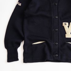 画像5: 〜60's LASLEY KNITTING CO. NAVY WOOL KNIT LETTERED AWARD CARDIGAN (5)