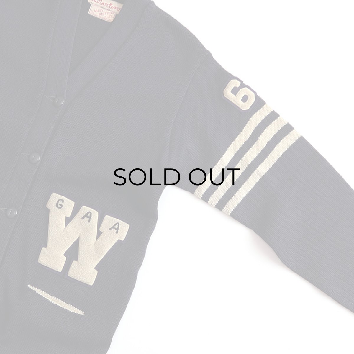 画像4: 〜60's LASLEY KNITTING CO. NAVY WOOL KNIT LETTERED AWARD CARDIGAN (4)