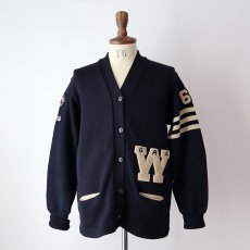 画像11: 〜60's LASLEY KNITTING CO. NAVY WOOL KNIT LETTERED AWARD CARDIGAN (11)