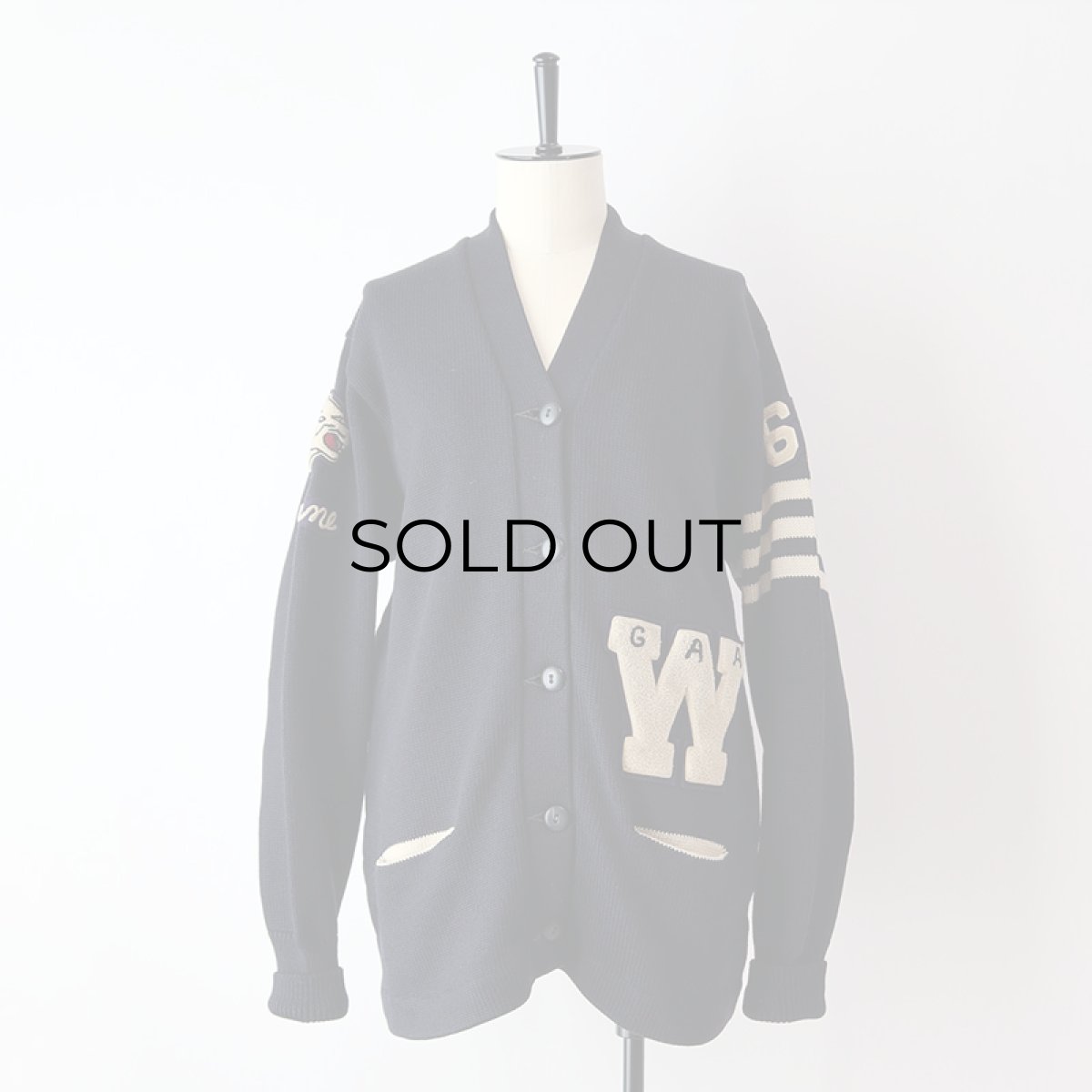 画像14: 〜60's LASLEY KNITTING CO. NAVY WOOL KNIT LETTERED AWARD CARDIGAN (14)