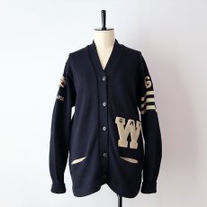 画像14: 〜60's LASLEY KNITTING CO. NAVY WOOL KNIT LETTERED AWARD CARDIGAN (14)