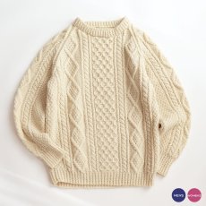 画像1: 〜80's John Molloy WOOL HAND KNIT FISHERMAN'S SWEATER "MADE IN THE REPUBLIC OF IRELAND" (1)