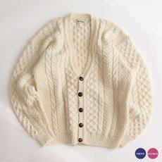 画像1: 80's L.L. Bean WOOL HNAD KNIT FISHERMAN'S CARDIGAN "MADE IN IRELAND" (1)