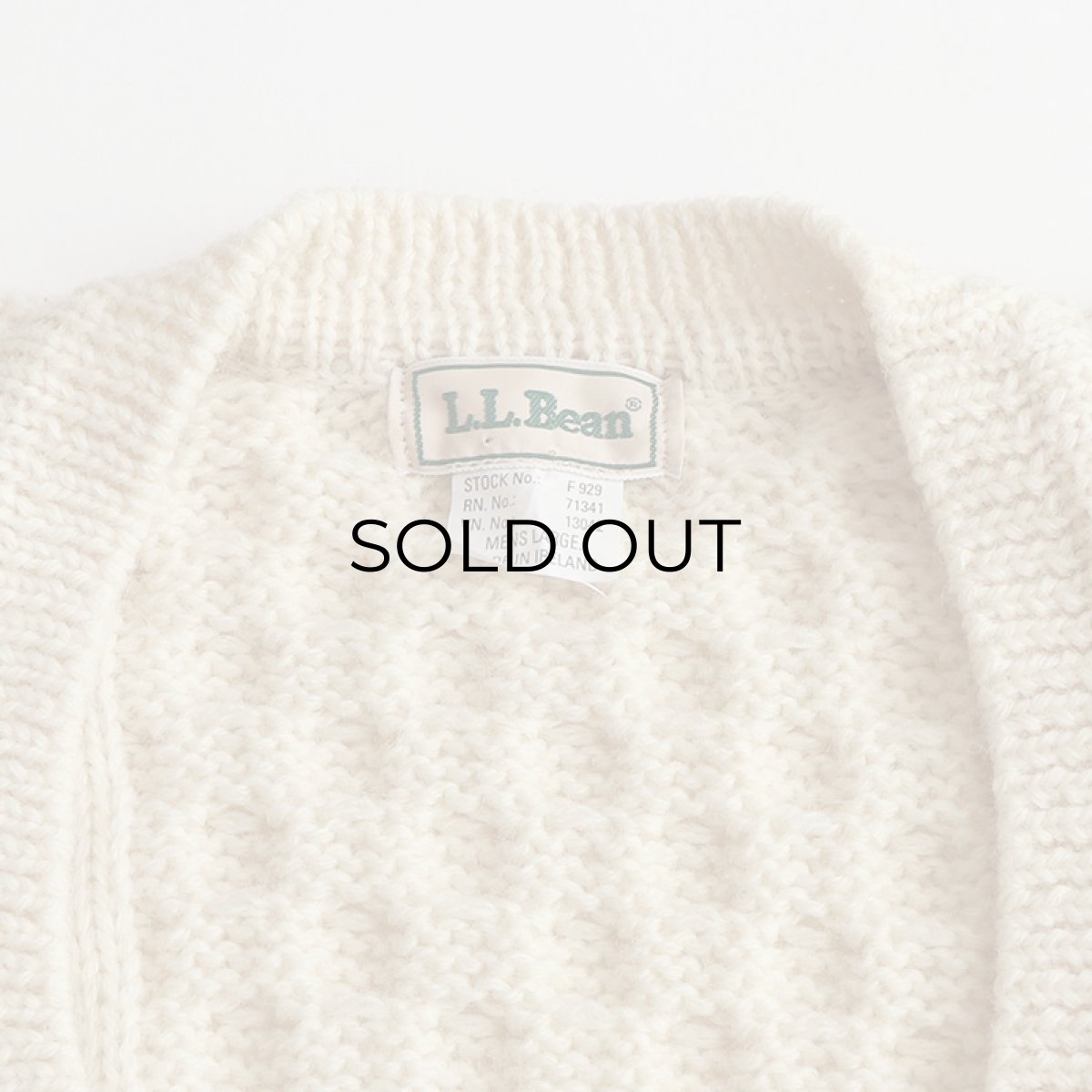 画像5: 80's L.L. Bean WOOL HNAD KNIT FISHERMAN'S CARDIGAN "MADE IN IRELAND" (5)
