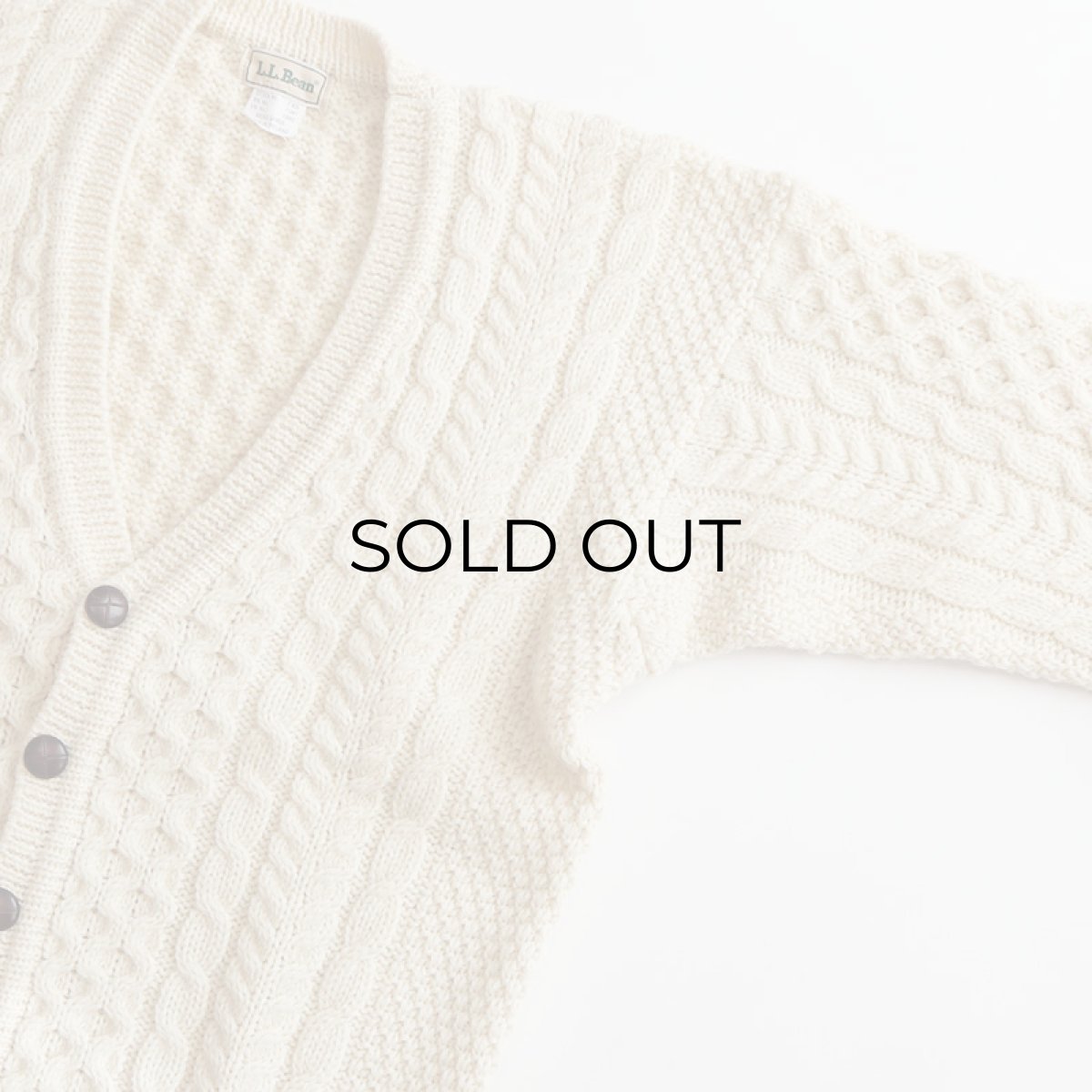 画像3: 80's L.L. Bean WOOL HNAD KNIT FISHERMAN'S CARDIGAN "MADE IN IRELAND" (3)