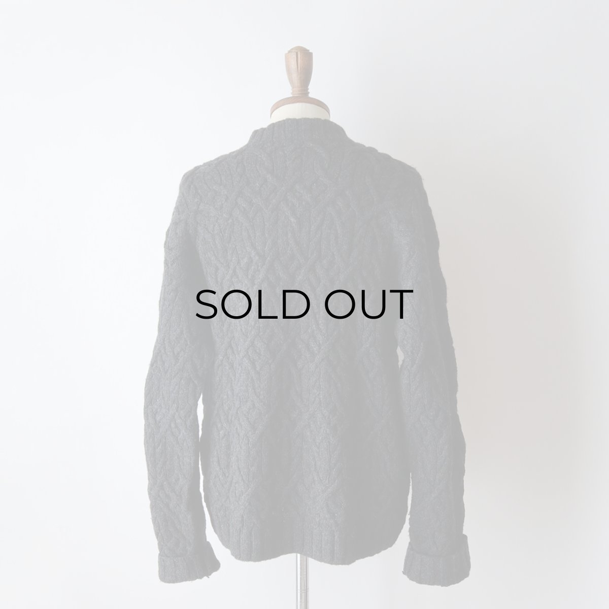 画像11: 90's J. CREW BLACK WOOL KNIT ARAN SWEATER (11)