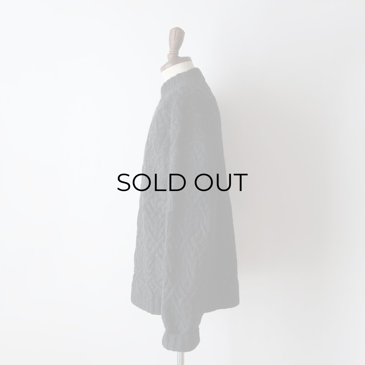 画像10: 90's J. CREW BLACK WOOL KNIT ARAN SWEATER (10)