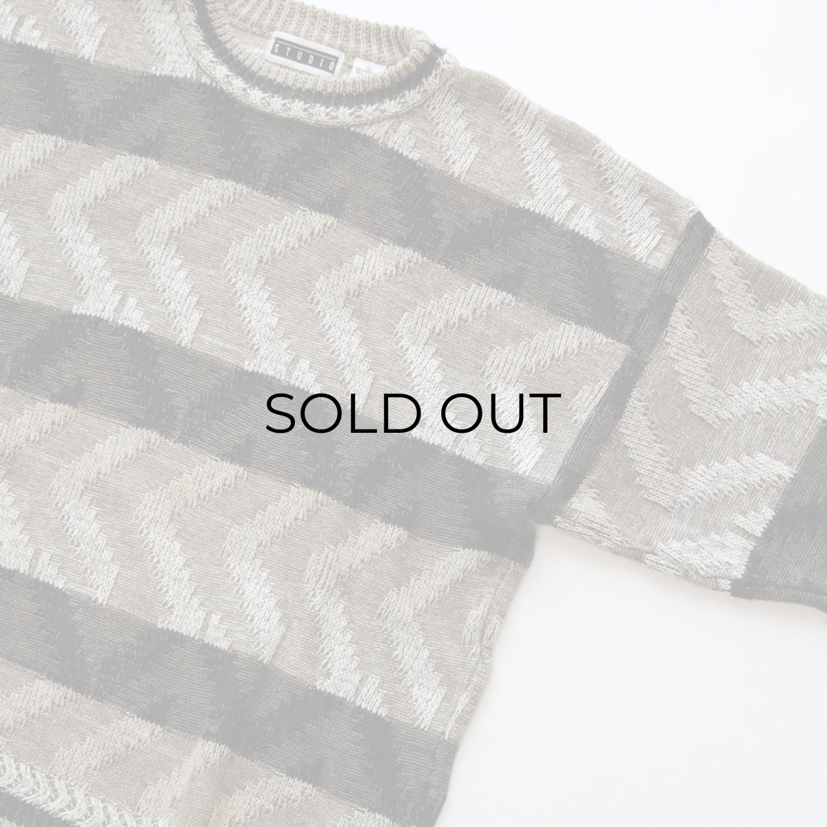 画像3: 90's STUDIO RAMIE COTTON BORDER PATTERN KNIT SWEATER (3)