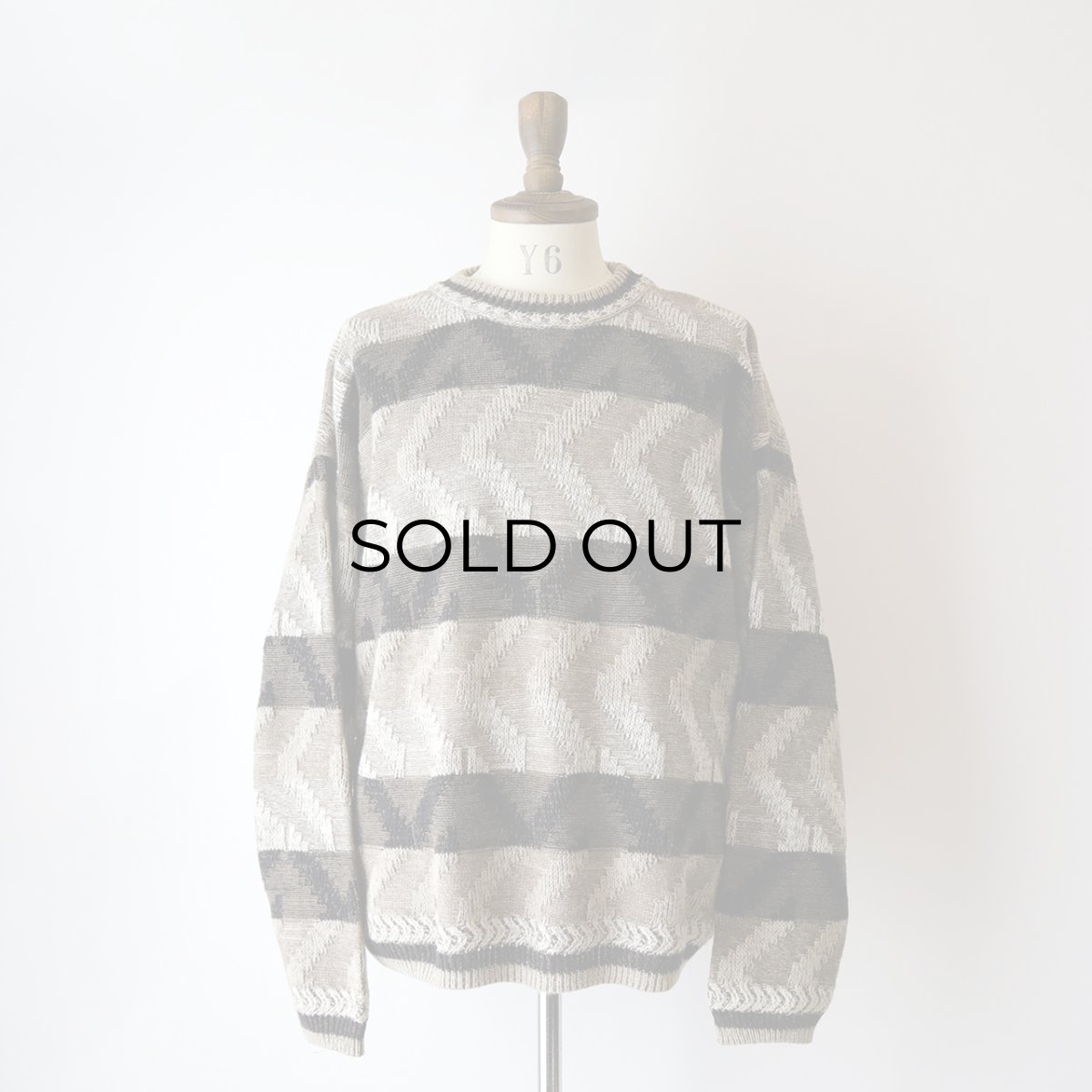 画像8: 90's STUDIO RAMIE COTTON BORDER PATTERN KNIT SWEATER (8)