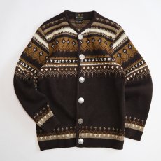 画像1: OLD Norvyk WOOL JACQUARD KNIT NORDIC CARDIGAN "MADE IN CANADA" (1)