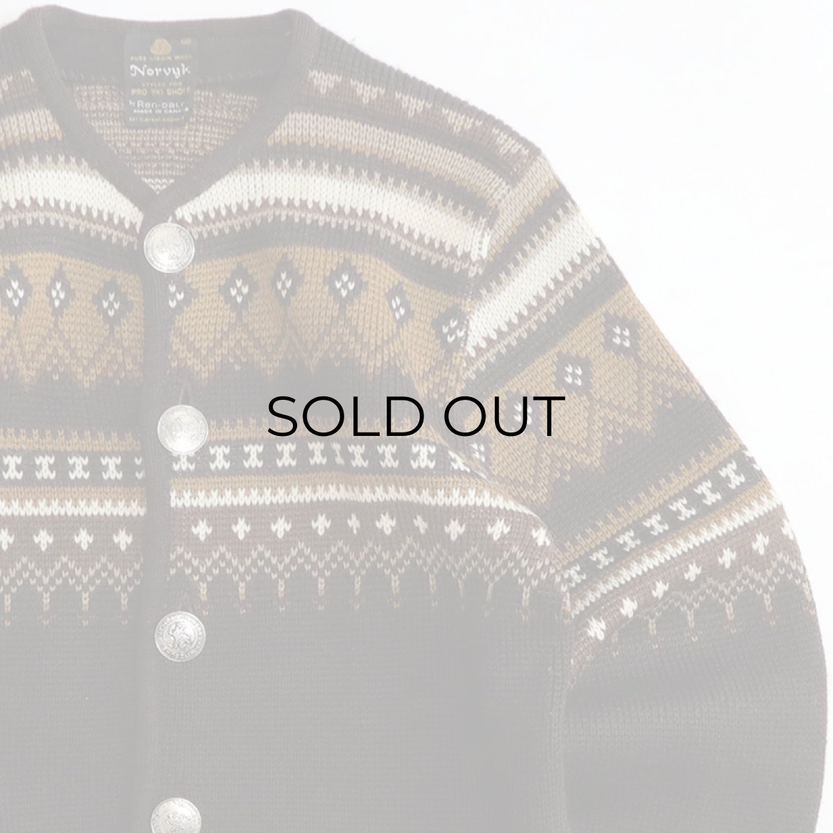 画像3: OLD Norvyk WOOL JACQUARD KNIT NORDIC CARDIGAN "MADE IN CANADA" (3)