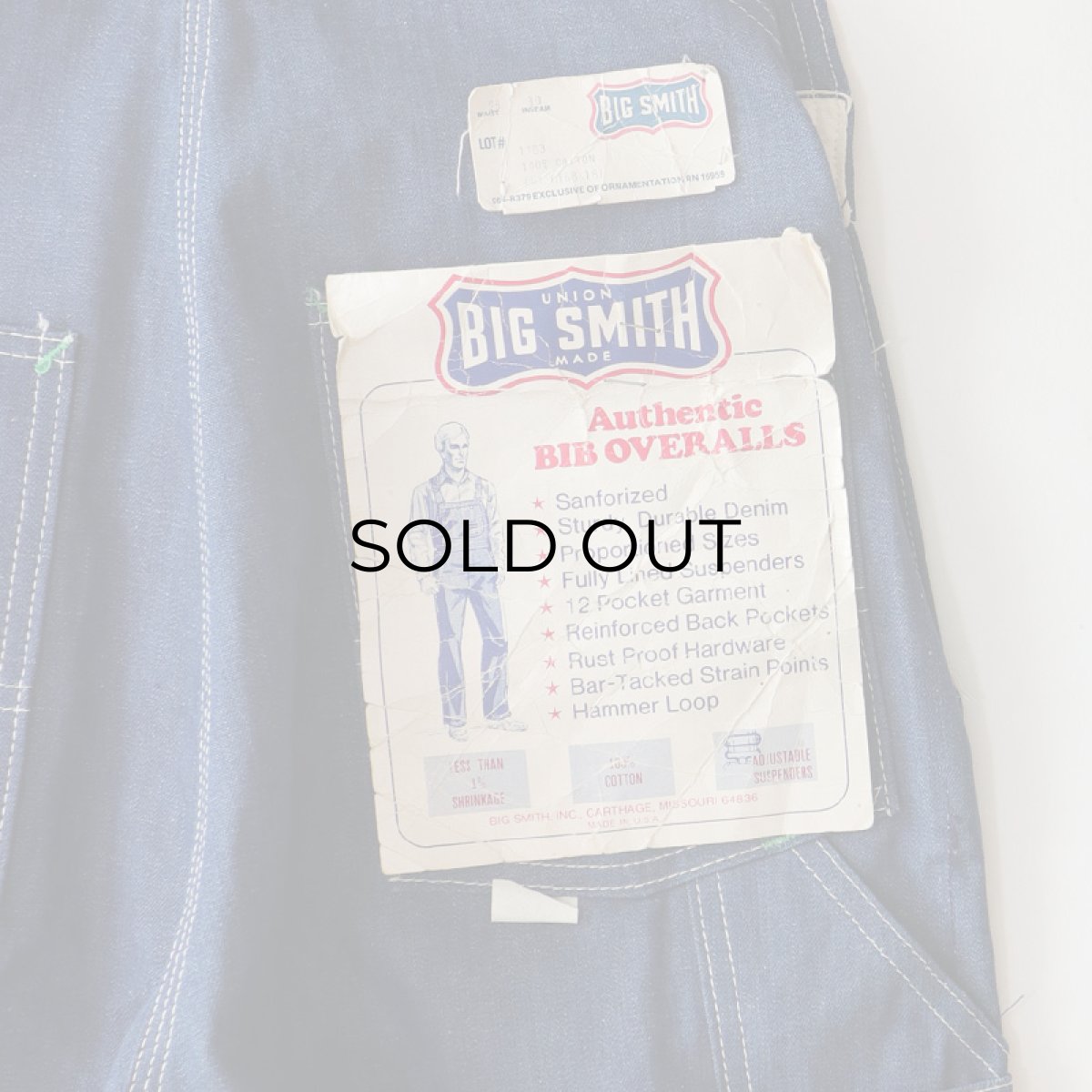 画像7: 〜80's BIG SMITH COTTON DENIM OVERALL "DEADSTOCK" (7)