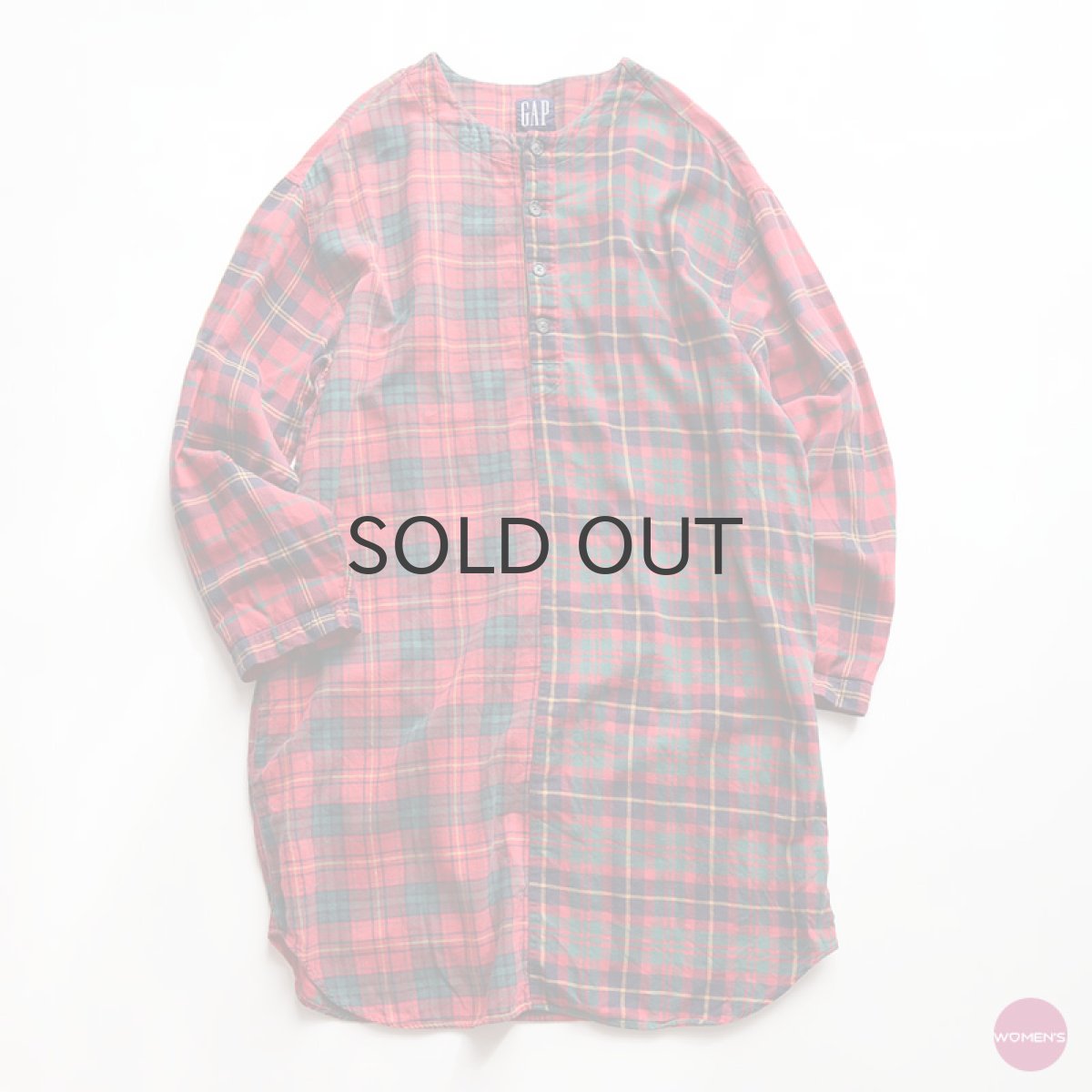 画像1: 90's GAP COTTON CHECK Lt. FLANNEL CRAZY-PATTERN SLEEPING DRESS (1)