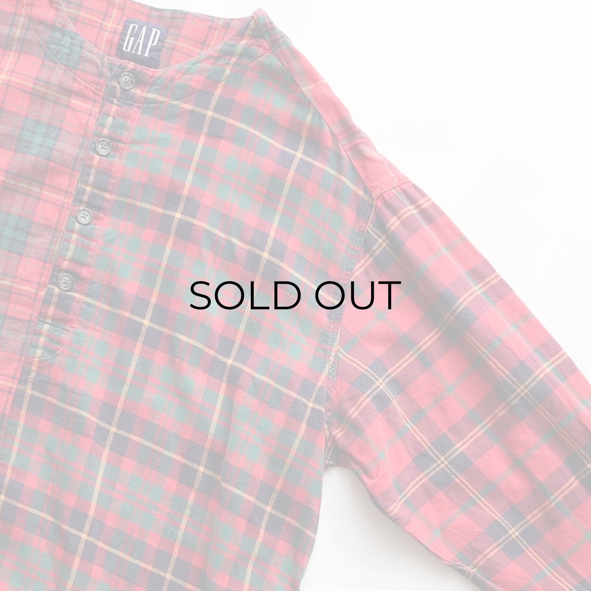 画像4: 90's GAP COTTON CHECK Lt. FLANNEL CRAZY-PATTERN SLEEPING DRESS (4)