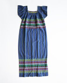 画像1: OLD UNKNOWN BRAND EMBROIDERED COTTON STRIPE DRESS (1)