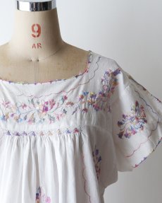 画像1: OLD UNKNOWN BRAND COTTON LINEN HANDMADE EMBROIDERED DRESS (1)
