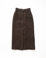 画像1: OLD PAUL COSTELLOE WOOL "DONEGAL TWEED" MIMOLLET SKIRT "MADE IN IRELAND" (1)