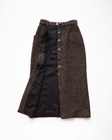 画像2: OLD PAUL COSTELLOE WOOL "DONEGAL TWEED" MIMOLLET SKIRT "MADE IN IRELAND" (2)