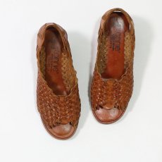 画像1: Connie LEATHER MESH WOOD SOLE SANDAL (1)