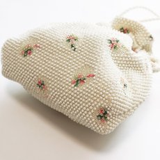 画像2: OLD BEADED DRAWSTRING BAG (2)