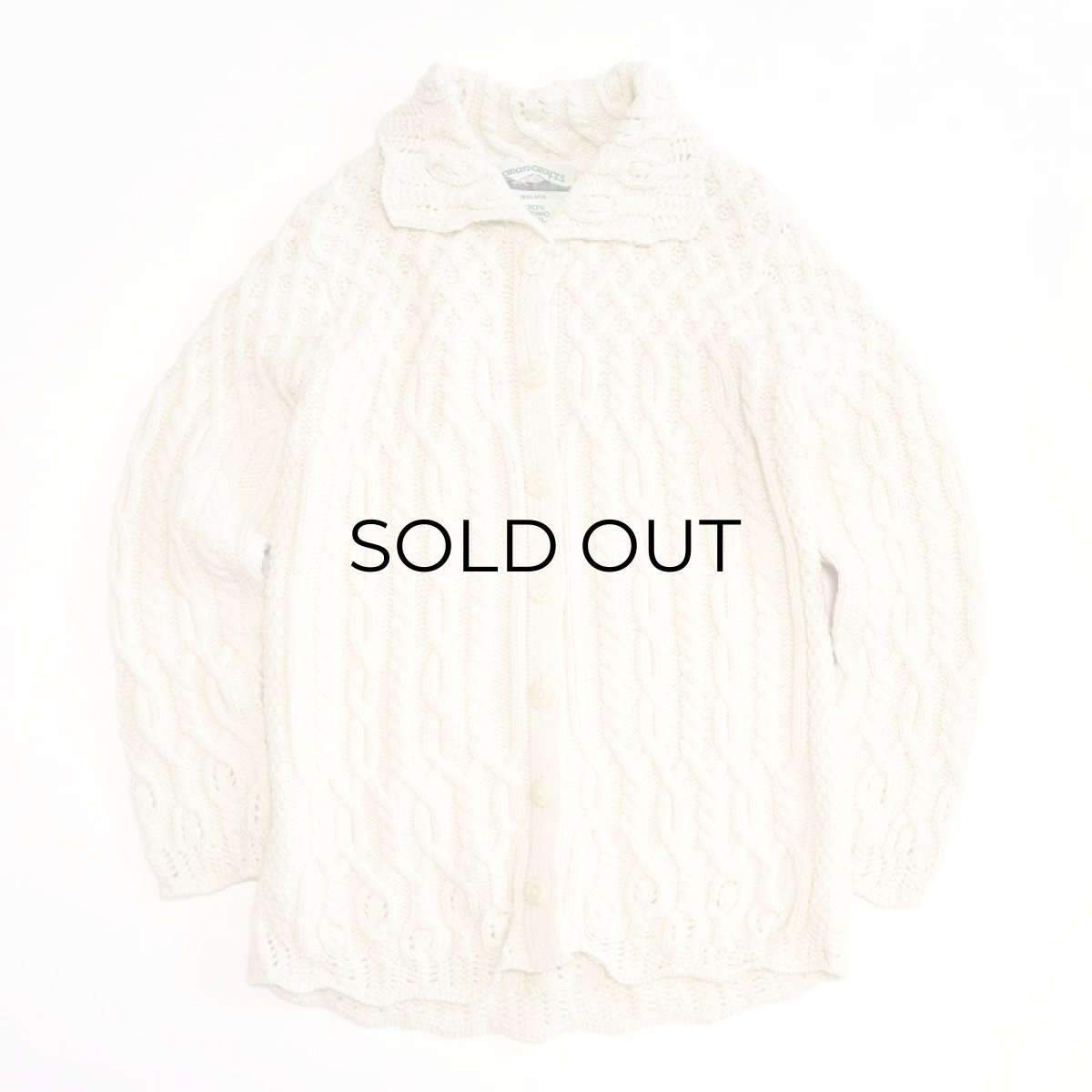 画像1: ARANCRAFTS WOOL HAND KNIT FISHERMAN'S CARDIGAN (1)
