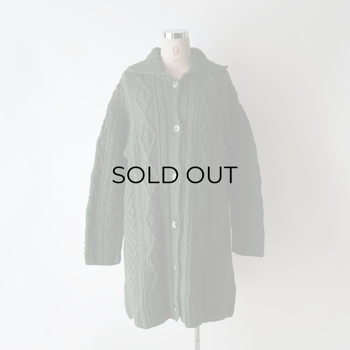 画像9: Kilronan Knitwear WOOL HAND KNIT FISHERMAN'S LONG CARDIGAN "MADE IN IRELAND" (9)