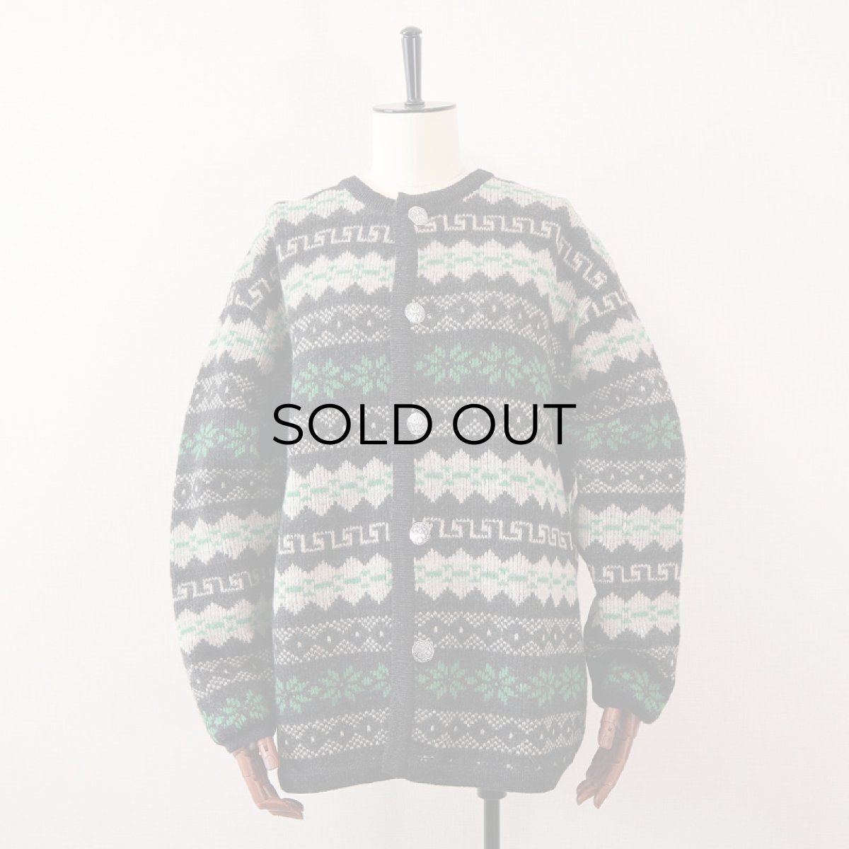 画像2: OLD UNKNOWN BRAND WOOL KNIT NORDIC CARDIGAN (2)
