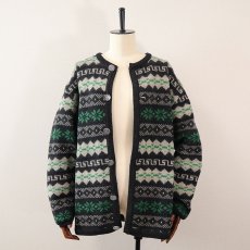 画像1: OLD UNKNOWN BRAND WOOL KNIT NORDIC CARDIGAN (1)