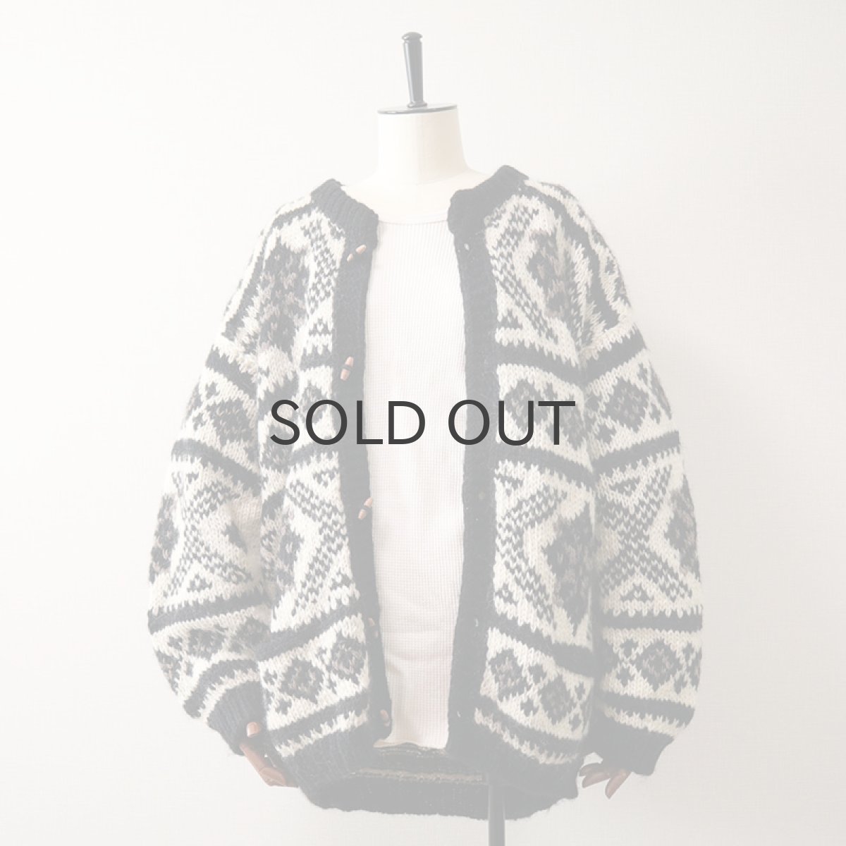 画像1: OLD Nomadic Traders WOOL HAND KNIT CARDIGAN "HAND MADE IN NEPAL" (1)