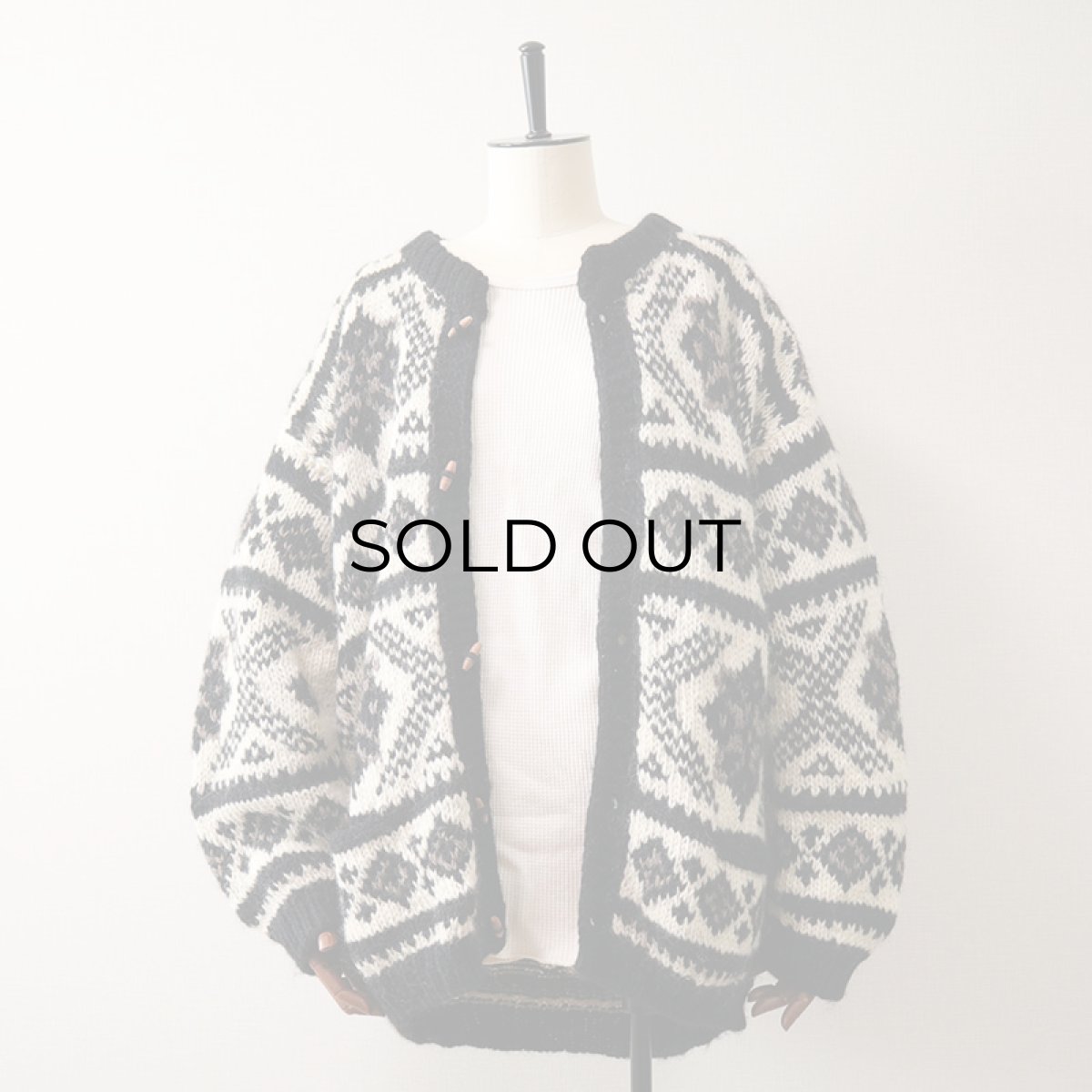 画像1: OLD Nomadic Traders WOOL HAND KNIT CARDIGAN "HAND MADE IN NEPAL" (1)
