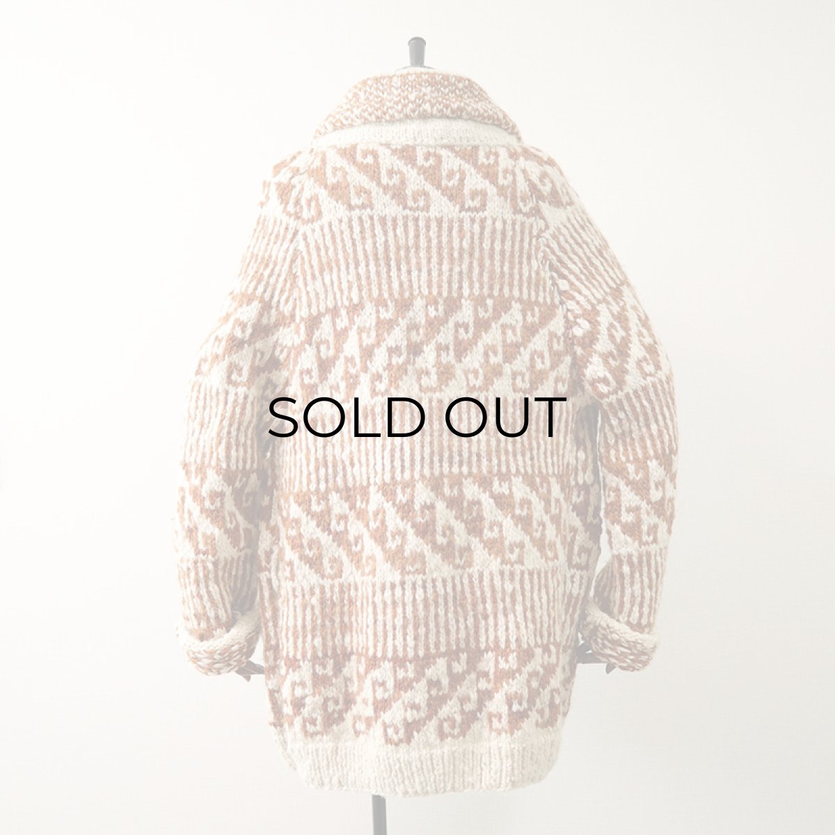 画像3: OLD UNKNOWN BRAND WOOL HAND KNIT SHAWL COLLAR CARDIGAN (3)