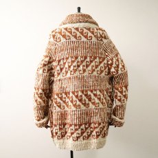 画像3: OLD UNKNOWN BRAND WOOL HAND KNIT SHAWL COLLAR CARDIGAN (3)