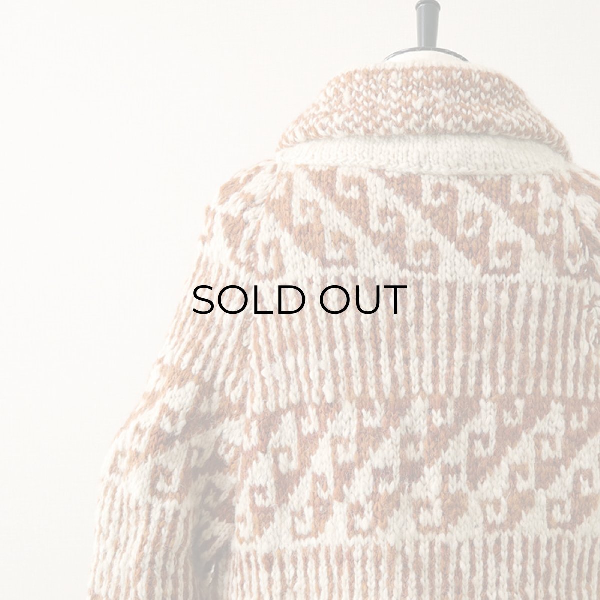 画像6: OLD UNKNOWN BRAND WOOL HAND KNIT SHAWL COLLAR CARDIGAN (6)