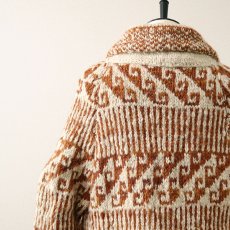 画像6: OLD UNKNOWN BRAND WOOL HAND KNIT SHAWL COLLAR CARDIGAN (6)