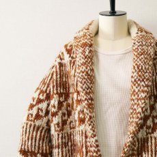 画像4: OLD UNKNOWN BRAND WOOL HAND KNIT SHAWL COLLAR CARDIGAN (4)