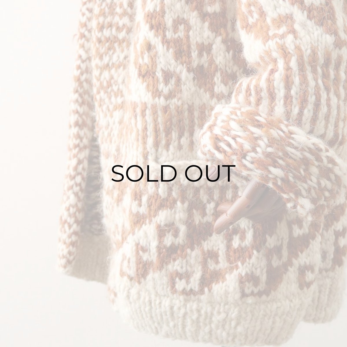 画像5: OLD UNKNOWN BRAND WOOL HAND KNIT SHAWL COLLAR CARDIGAN (5)