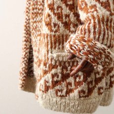 画像5: OLD UNKNOWN BRAND WOOL HAND KNIT SHAWL COLLAR CARDIGAN (5)