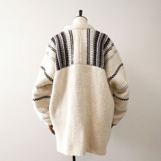 画像4: OLD UNKNOWN BRAND WOOL HAND KNIT RUG JACKET (4)